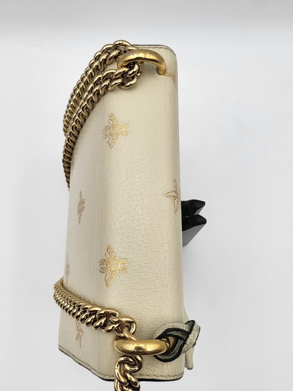 GUCCI Grained Calfskin Bee Star Small Padlock Shoulder Bag White..Authentic.. - Picture 5 of 16